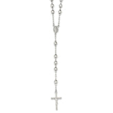 Sterling Silver 925 Rosary Necklace with Polished Solid Finish